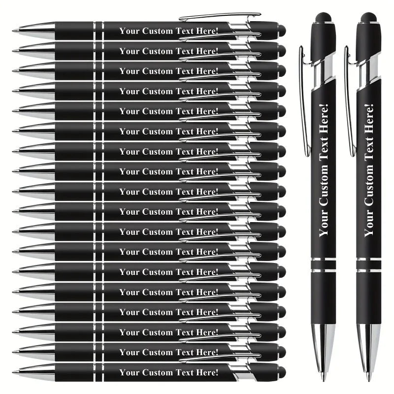 20 Personalized Pens with Stylus- Customizable Ballpoint Pen Set- Perfect for Office, School, Journaling, and Art Projects