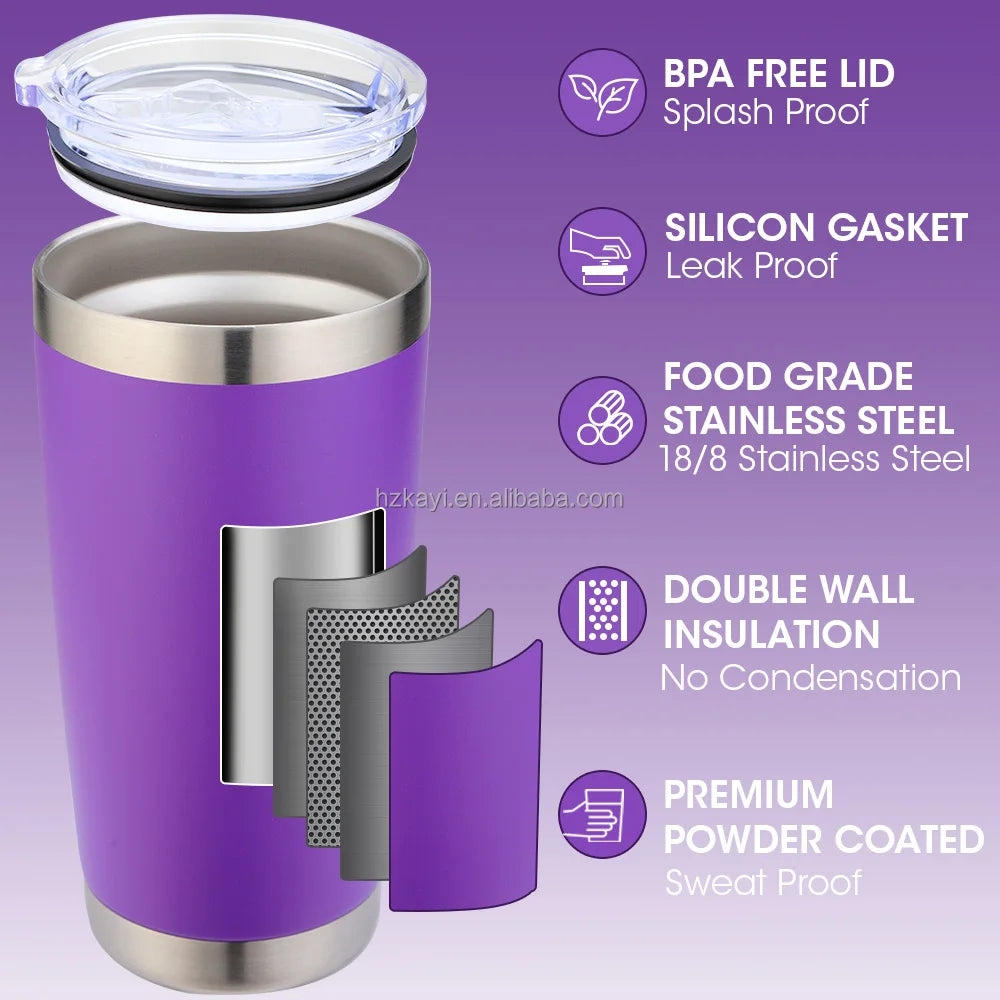 Custom 20 OZ Cup Double Wall Vacuum Insulated Travel Mug Bulk Thermal Tumblers Stainless Steel Insulated Mug