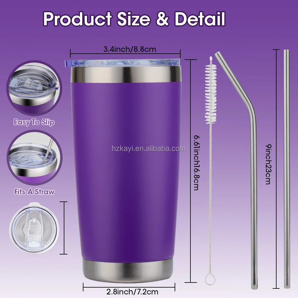 Custom 20 OZ Cup Double Wall Vacuum Insulated Travel Mug Bulk Thermal Tumblers Stainless Steel Insulated Mug