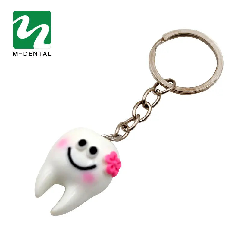 5pcs Dental Simulation Tooth Pendant Keychain Lovely Cartoon Dental Decorative Accessories Promotional Gifts