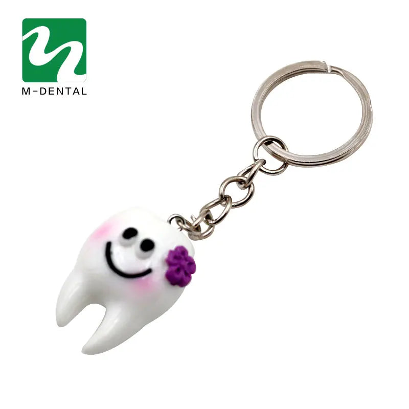 5pcs Dental Simulation Tooth Pendant Keychain Lovely Cartoon Dental Decorative Accessories Promotional Gifts