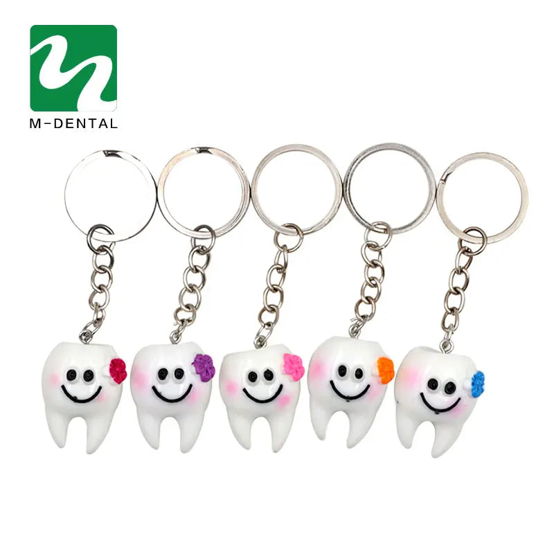 5pcs Dental Simulation Tooth Pendant Keychain Lovely Cartoon Dental Decorative Accessories Promotional Gifts