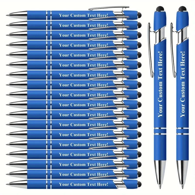 20 Personalized Pens with Stylus- Customizable Ballpoint Pen Set- Perfect for Office, School, Journaling, and Art Projects