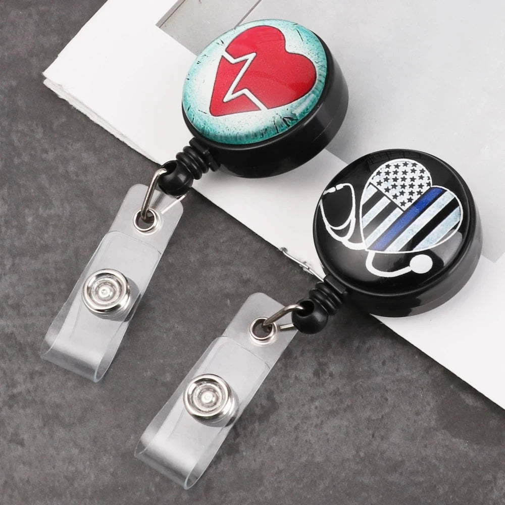 Badge Holder Clip Card Holder Clip Name Tag Holder Name Card Holder Retractable Badge Nurse Doctor Key Chain ID Badge Holder