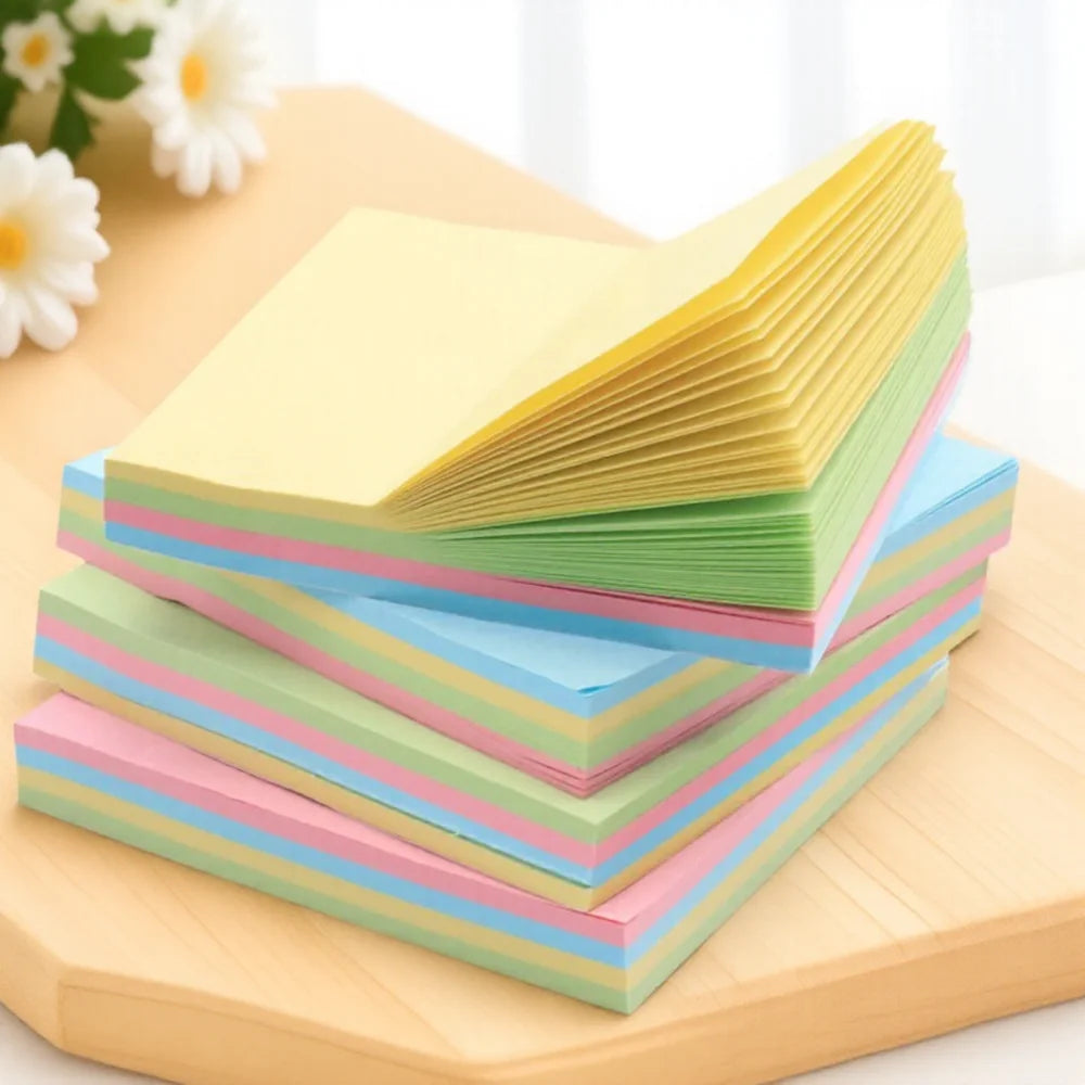 Colorful Memo Pad Sticky Notes 100 Sheets Self Adhesive Note Paper Office School Supplies Pocket Notepad for Work Study