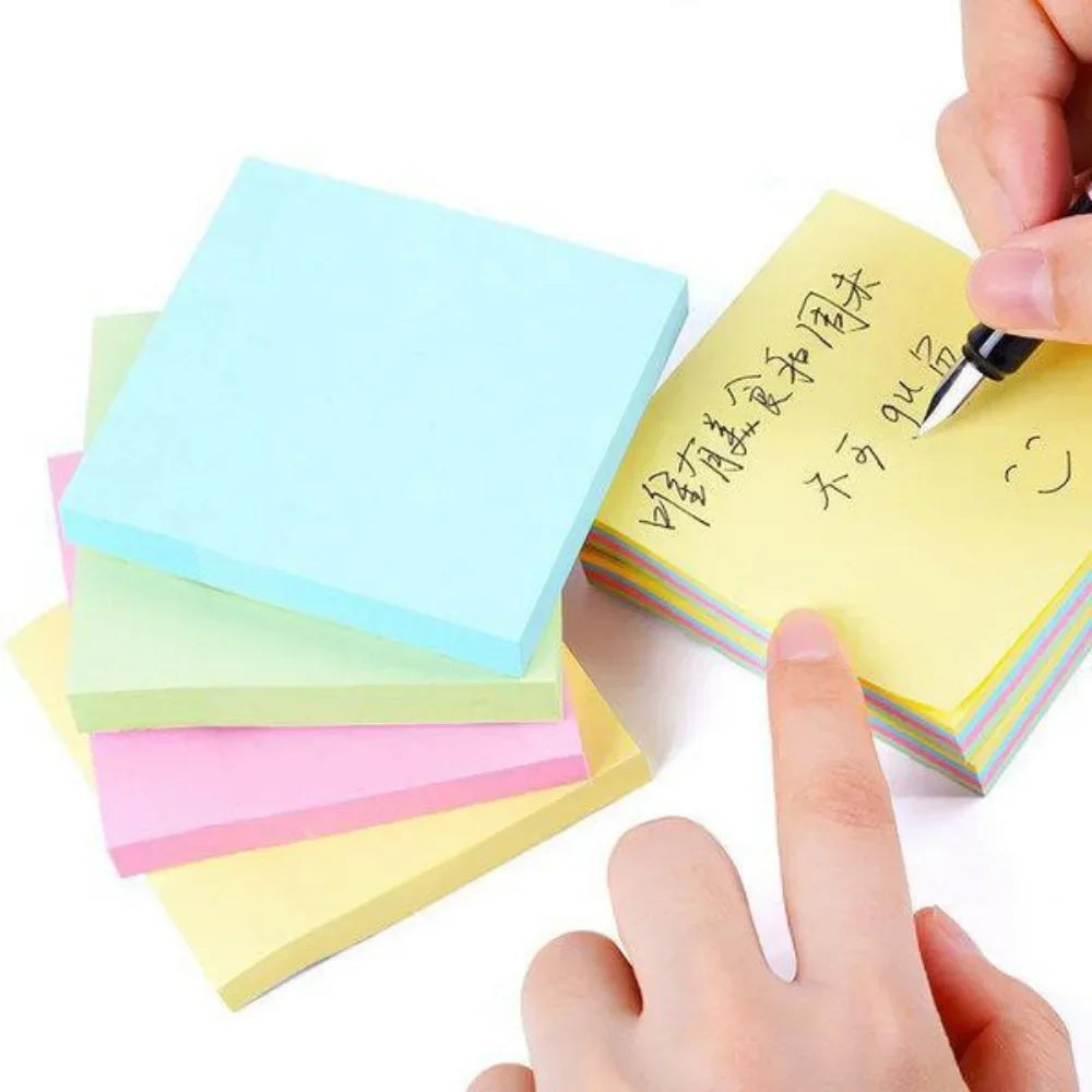 Colorful Memo Pad Sticky Notes 100 Sheets Self Adhesive Note Paper Office School Supplies Pocket Notepad for Work Study