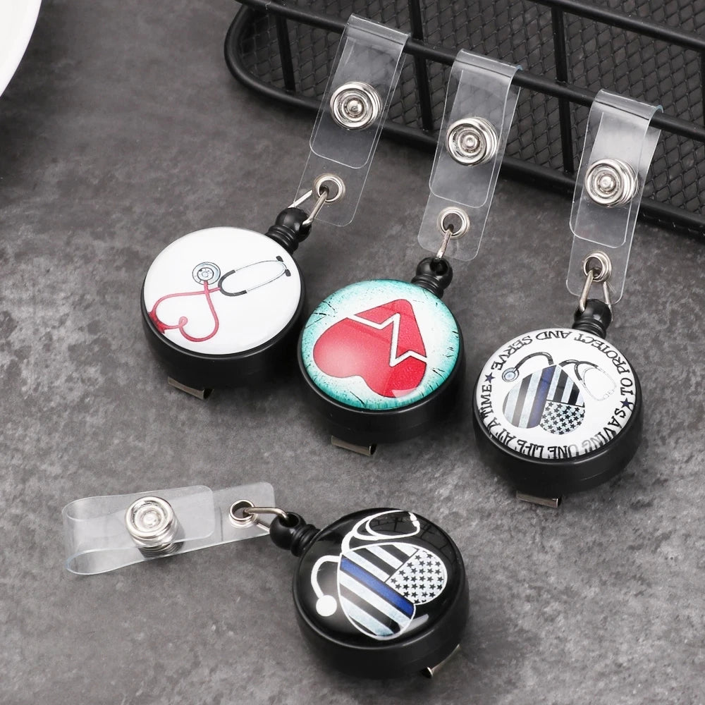 Badge Holder Clip Card Holder Clip Name Tag Holder Name Card Holder Retractable Badge Nurse Doctor Key Chain ID Badge Holder
