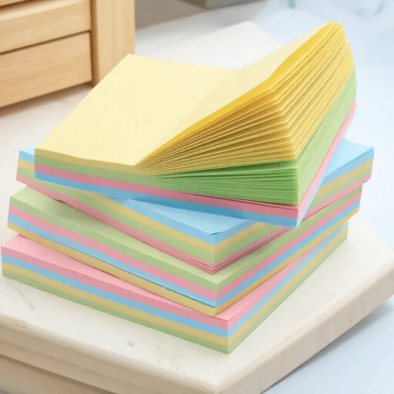 Colorful Memo Pad Sticky Notes 100 Sheets Self Adhesive Note Paper Office School Supplies Pocket Notepad for Work Study