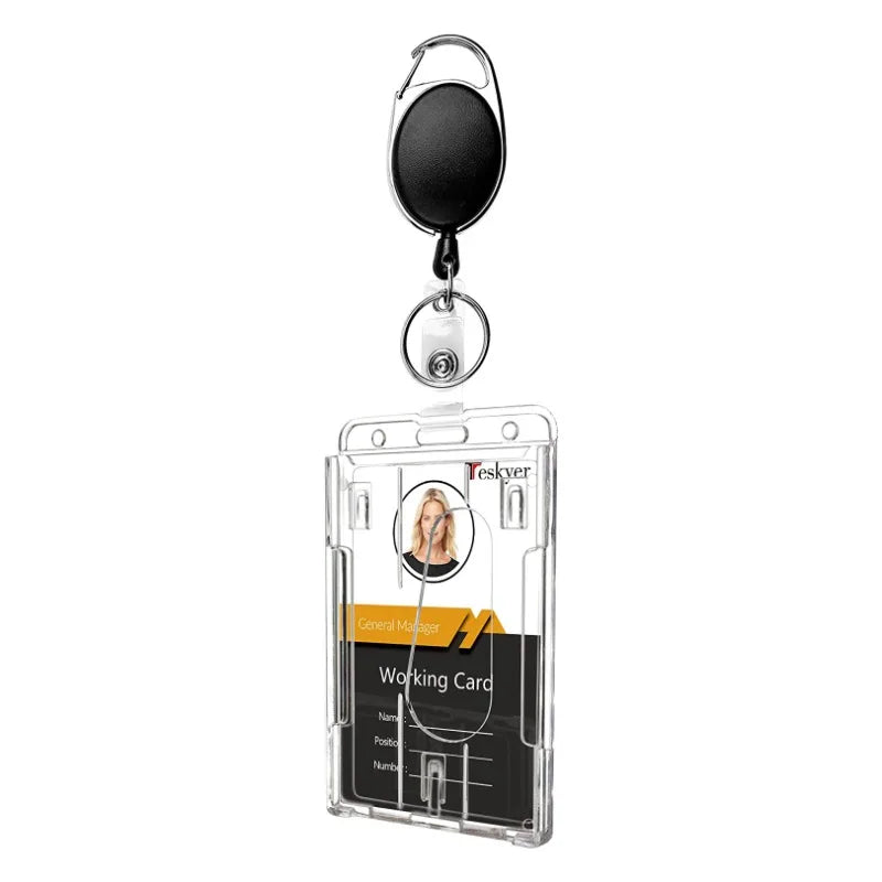 Retractable Badge Reel Holders, Metal Heavy Duty With Carabiner Belt Clip And Key Ring For ID Card Name Holder Keychain