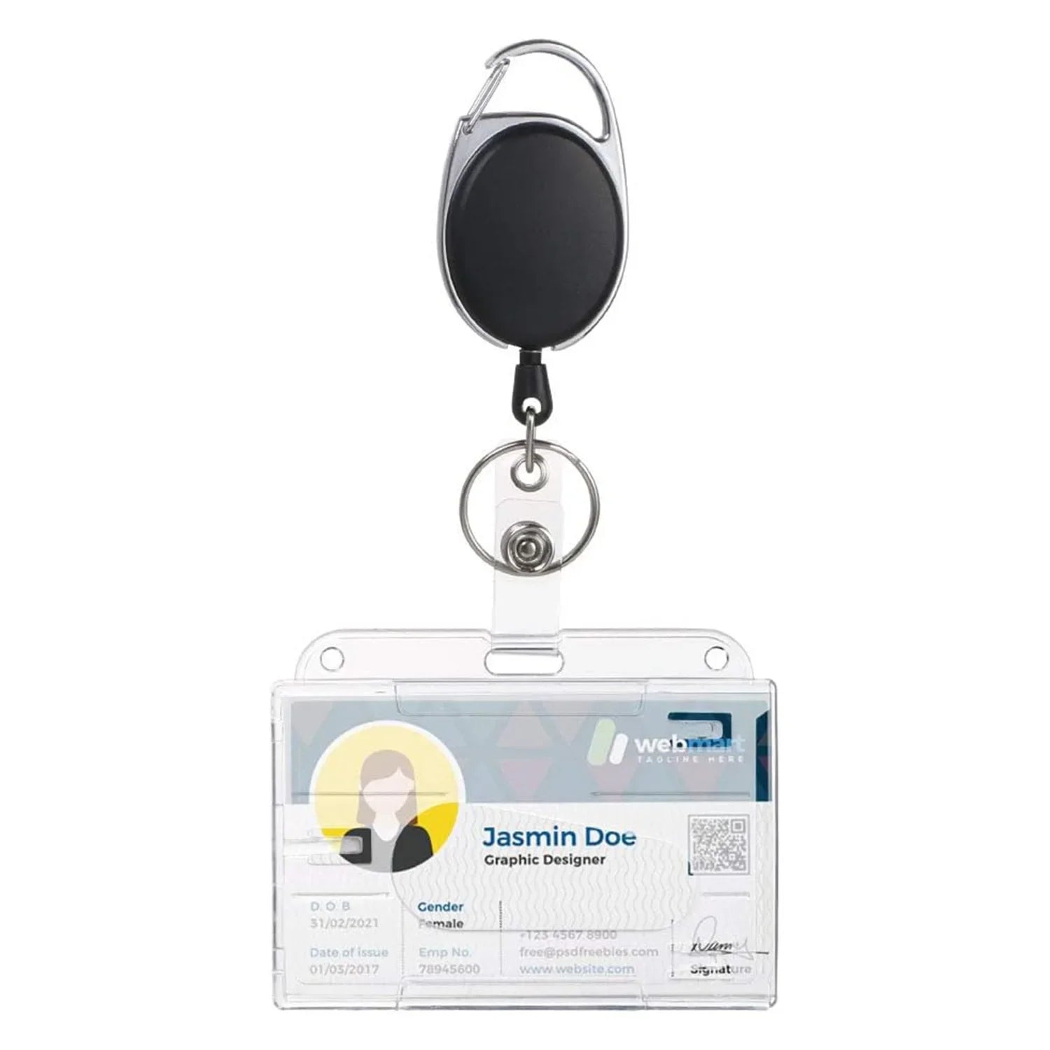 Retractable Badge Reel Holders, Metal Heavy Duty With Carabiner Belt Clip And Key Ring For ID Card Name Holder Keychain