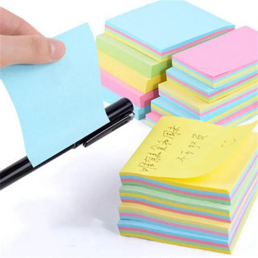 Colorful Memo Pad Sticky Notes 100 Sheets Self Adhesive Note Paper Office School Supplies Pocket Notepad for Work Study