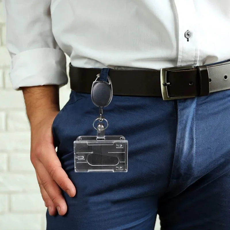 Retractable Badge Reel Holders, Metal Heavy Duty With Carabiner Belt Clip And Key Ring For ID Card Name Holder Keychain