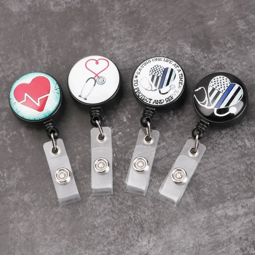 Badge Holder Clip Card Holder Clip Name Tag Holder Name Card Holder Retractable Badge Nurse Doctor Key Chain ID Badge Holder