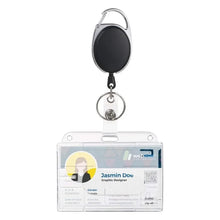Retractable Badge Reel Holders, Metal Heavy Duty With Carabiner Belt Clip And Key Ring For ID Card Name Holder Keychain