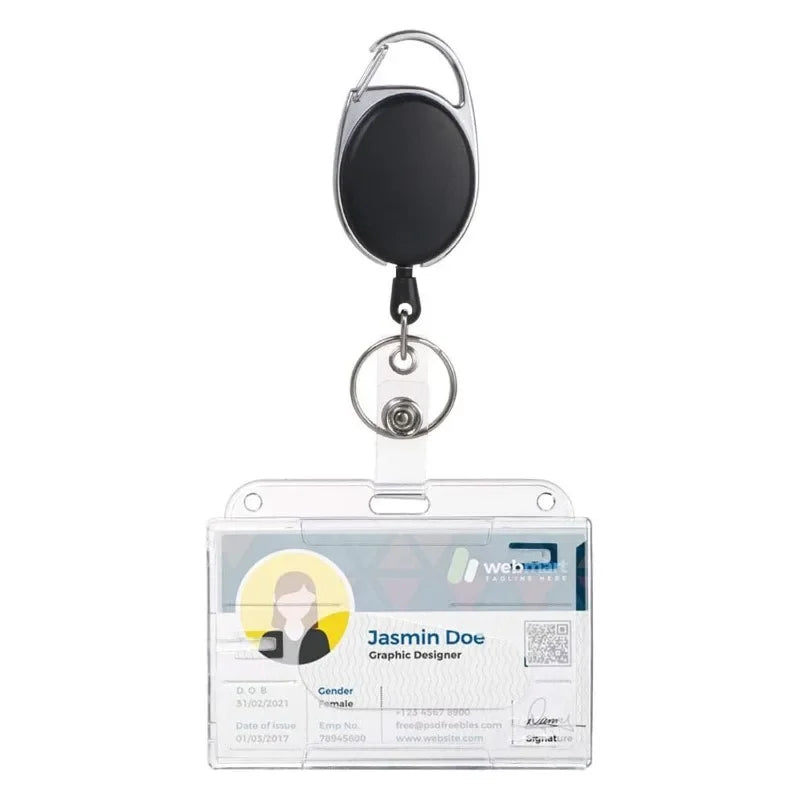 Retractable Badge Reel Holders, Metal Heavy Duty With Carabiner Belt Clip And Key Ring For ID Card Name Holder Keychain
