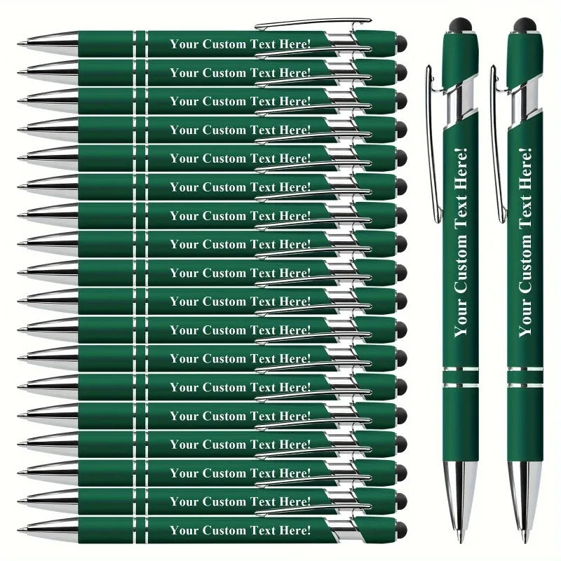 20 Personalized Pens with Stylus- Customizable Ballpoint Pen Set- Perfect for Office, School, Journaling, and Art Projects