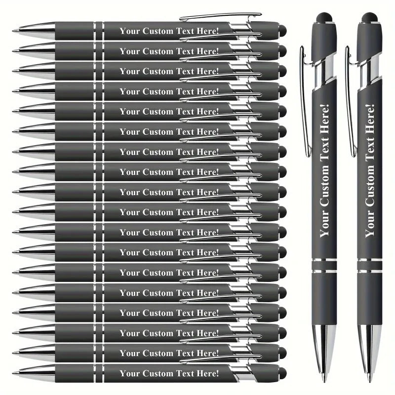 20 Personalized Pens with Stylus- Customizable Ballpoint Pen Set- Perfect for Office, School, Journaling, and Art Projects