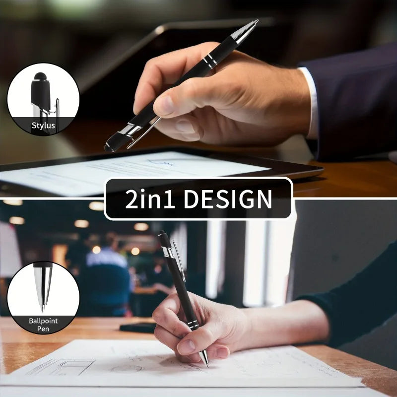 20 Personalized Pens with Stylus- Customizable Ballpoint Pen Set- Perfect for Office, School, Journaling, and Art Projects