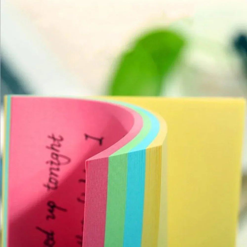 Colorful Memo Pad Sticky Notes 100 Sheets Self Adhesive Note Paper Office School Supplies Pocket Notepad for Work Study
