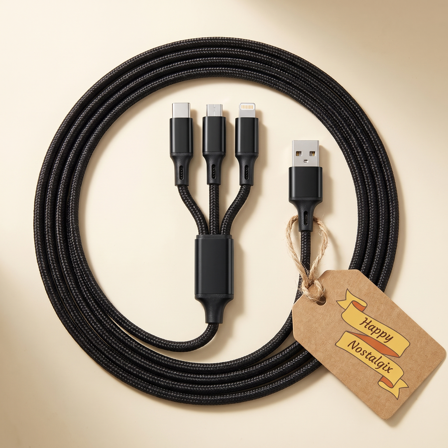 Happy Nostalgix branded charging cable