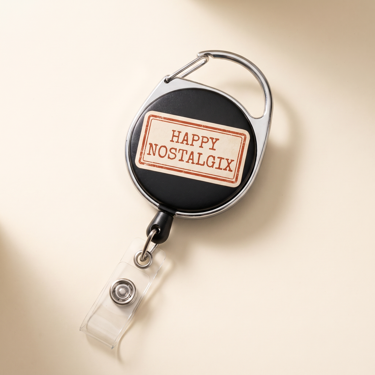 Happy Nostalgix branded badge reel