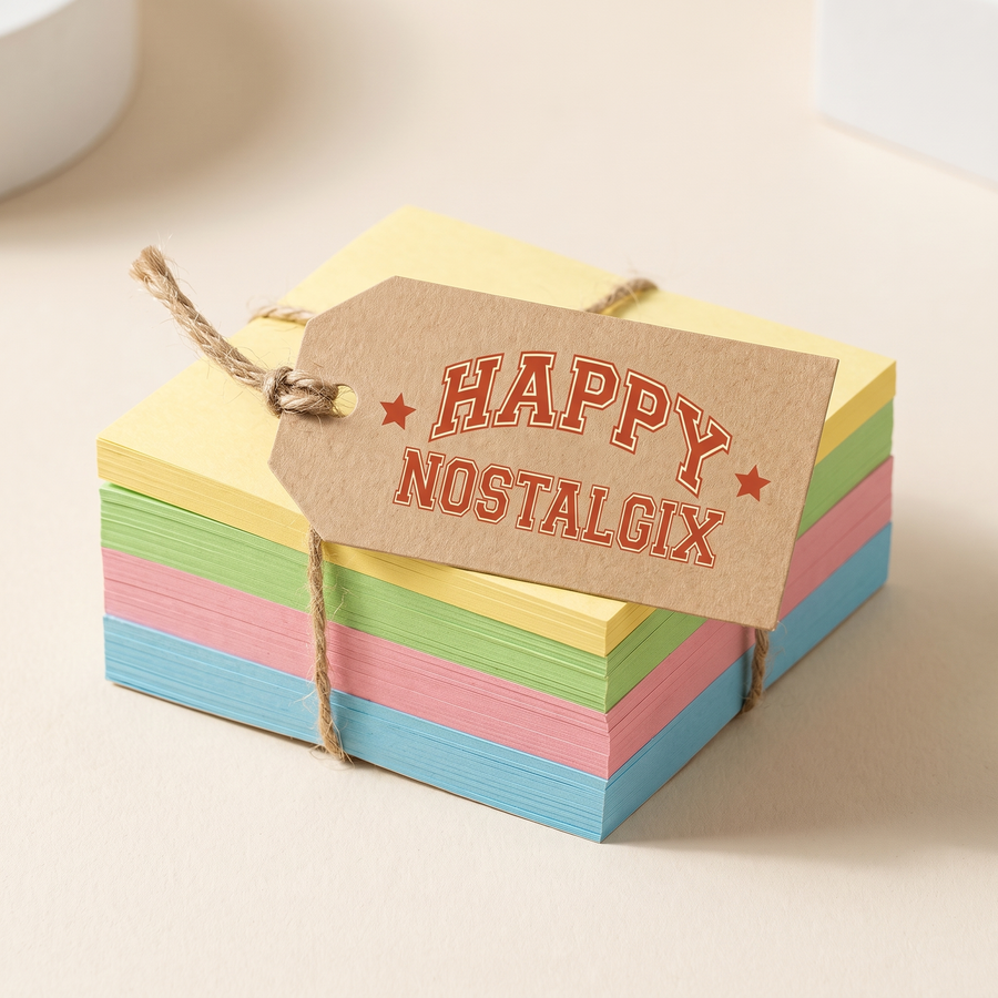 Happy Nostalgix branded memo pad