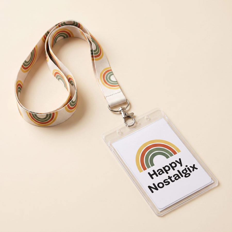 Happy Nostalgix branded lanyard