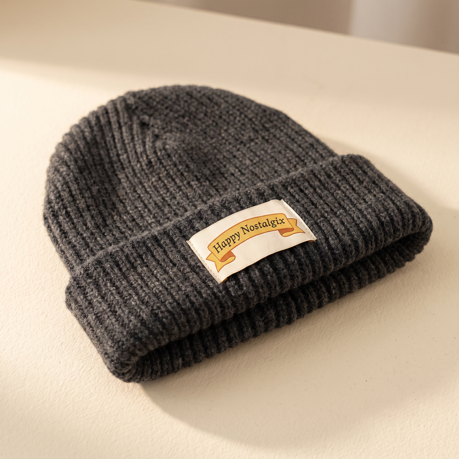 Happy Nostalgix branded knit beanie