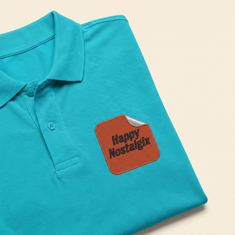Happy Nostalgix branded volunteer polo shirt