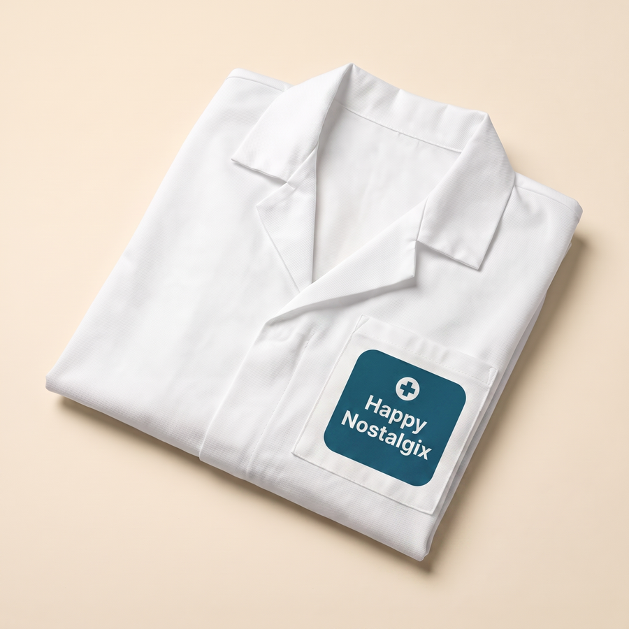 Happy Nostalgix branded disposable lab jacket